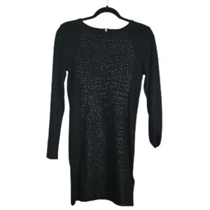 Divided Black Textured Long Sleeve Dress #12